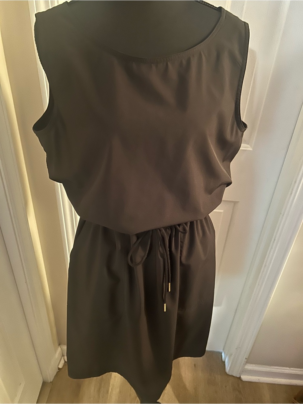 Calvin Klein Black Sleeveless Dress with Drawstring Waist